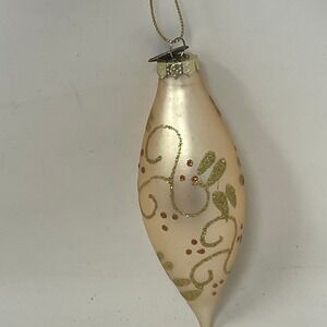 Thomas Pacconi Museum Series Blown Glass Teardrop Christmas Ornament Champagne